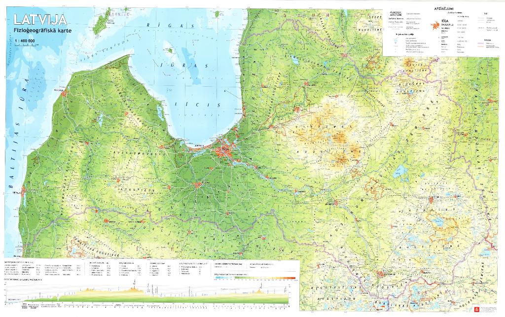 Latvija. Fizioģeogrāfiskā karte