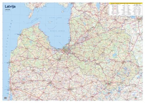 Latvijas autoceļu sienas karte (izdruka)