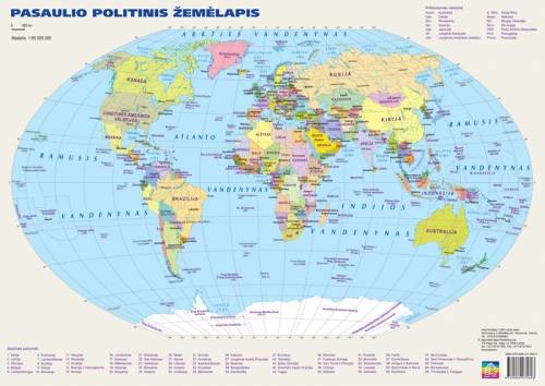 Maps Wall Maps Pasaulio Politinis Ir Gamtinis em lapis A3