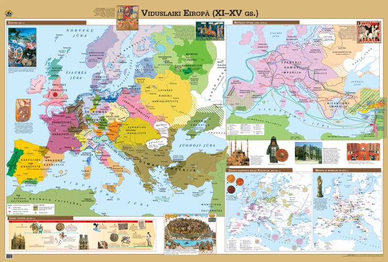 Viduslaiki Eiropā (VI - XI gs.) Vēsturiskā sienas karte skolām