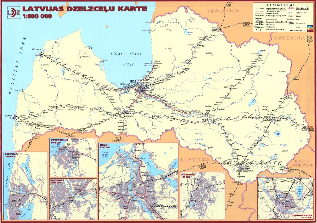 Latvijas dzelzceļu karte