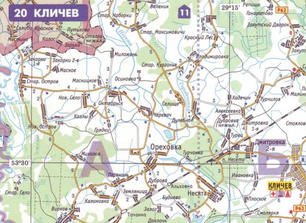 Карта кличева со спутника