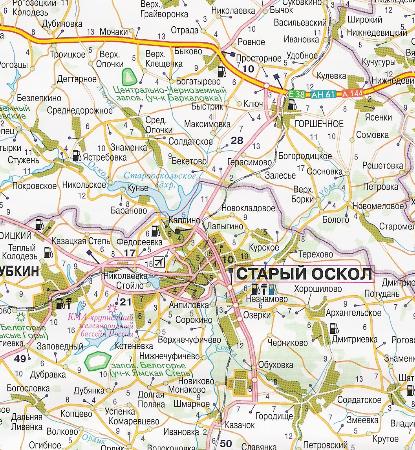 Карта черноземья с областями и городами