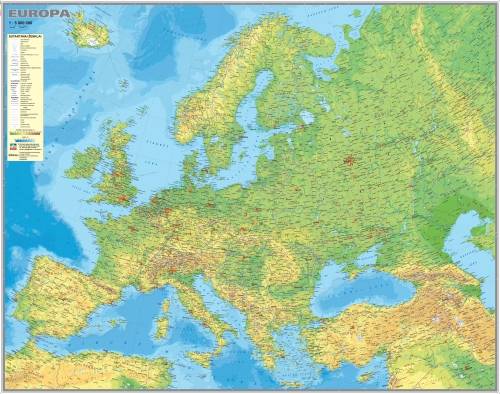 Maps - Wall maps - Europos gamtinis žemėlapis