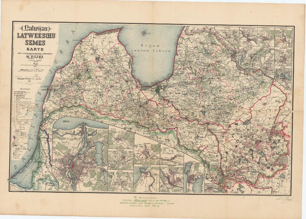 Antique - Antique: Latvia, Baltics - Latvijas- latviešu zemes karte ...