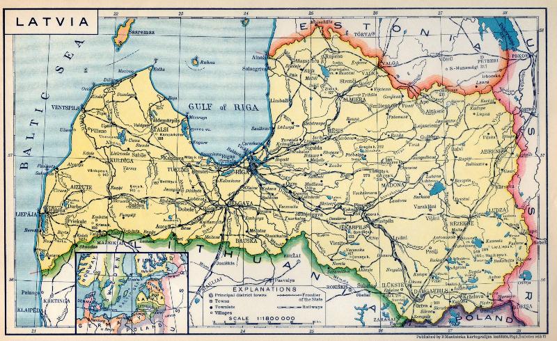 Карта латвийской сср 1944 года