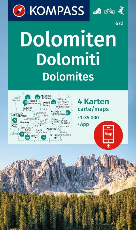 Dolomites, set of 4 maps. Kompass 672